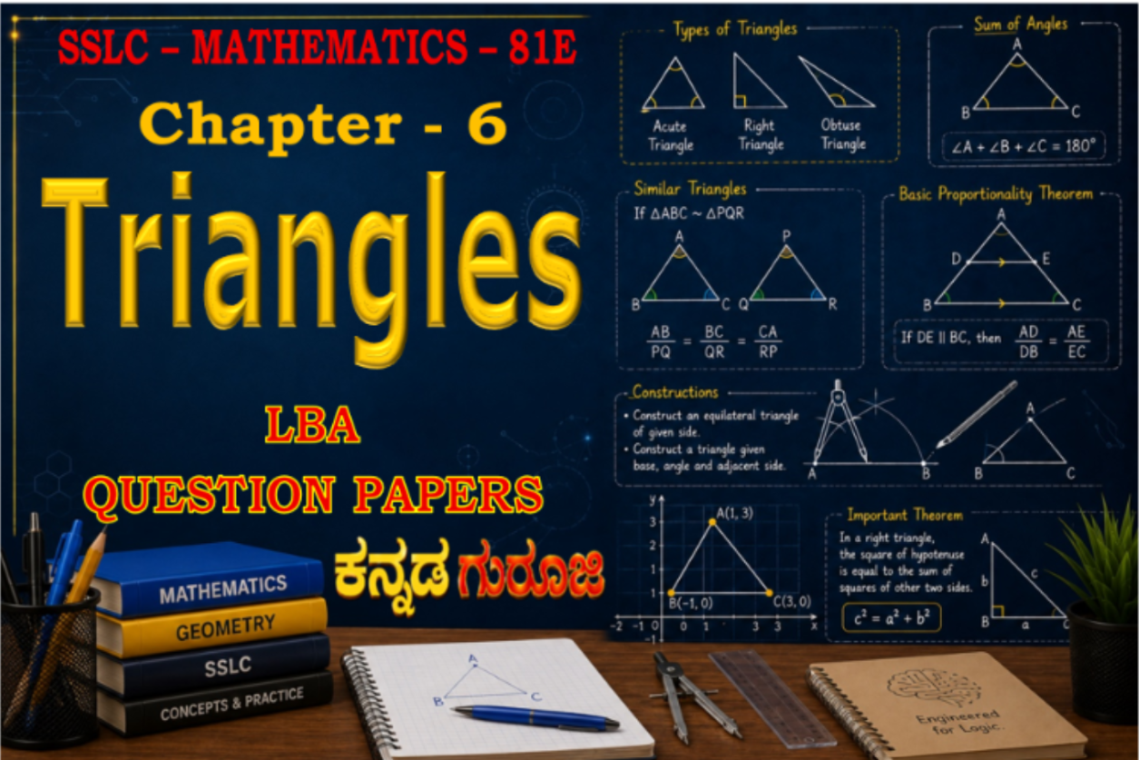 Karnataka SSLC Mathematics Chapter 6 | Triangles | LBA Question Papers 2026 (Version A, B, C & D)